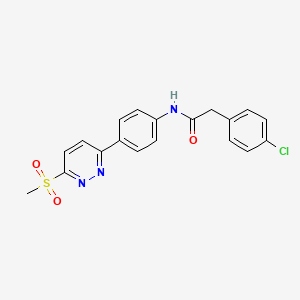 molecular formula C19H16ClN3O3S B2915692 2-(4-chlorophenyl)-N-(4-(6-(methylsulfonyl)pyridazin-3-yl)phenyl)acetamide CAS No. 921543-08-0