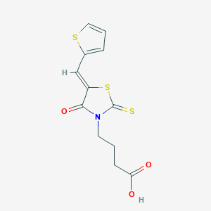 molecular formula C12H11NO3S3 B2915694 4-(4-Oxo-5-thiophen-2-ylmethylene-2-thioxo-thiazolidin-3-yl)-butyric acid CAS No. 301688-76-6