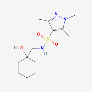 molecular formula C13H21N3O3S B2915695 N-[(1-羟基环己-2-烯-1-基)甲基]-1,3,5-三甲基-1H-吡唑-4-磺酰胺 CAS No. 2097930-64-6