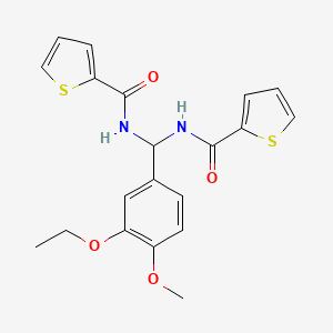 molecular formula C20H20N2O4S2 B2915700 N-[(3-ethoxy-4-methoxyphenyl)[(thiophen-2-yl)formamido]methyl]thiophene-2-carboxamide CAS No. 883648-63-3