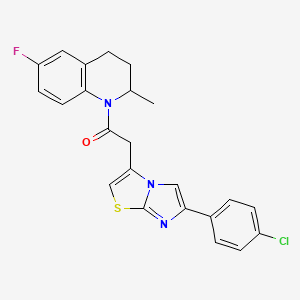 molecular formula C23H19ClFN3OS B2915704 2-(6-(4-chlorophenyl)imidazo[2,1-b]thiazol-3-yl)-1-(6-fluoro-2-methyl-3,4-dihydroquinolin-1(2H)-yl)ethanone CAS No. 951453-34-2