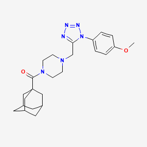 molecular formula C24H32N6O2 B2915720 (3r,5r,7r)-adamantan-1-yl(4-((1-(4-methoxyphenyl)-1H-tetrazol-5-yl)methyl)piperazin-1-yl)methanone CAS No. 1040678-13-4