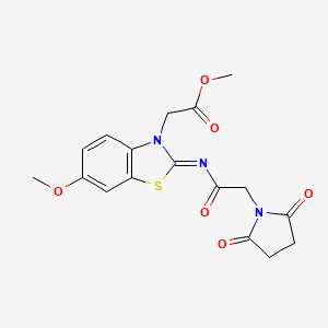 Methyl 2-[2-[2-(2,5-dioxopyrrolidin-1-yl)acetyl]imino-6-methoxy-1,3-benzothiazol-3-yl]acetate
