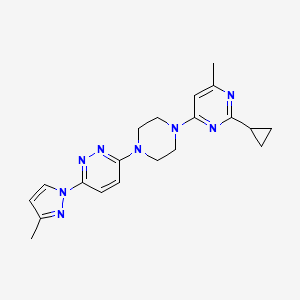 molecular formula C20H24N8 B2915729 2-Cyclopropyl-4-methyl-6-[4-[6-(3-methylpyrazol-1-yl)pyridazin-3-yl]piperazin-1-yl]pyrimidine CAS No. 2415563-78-7