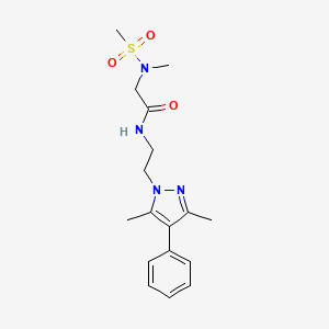 molecular formula C17H24N4O3S B2915732 N-[2-(3,5-dimethyl-4-phenyl-1H-pyrazol-1-yl)ethyl]-2-(N-methylmethanesulfonamido)acetamide CAS No. 2034352-93-5