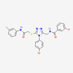 N-[[4-(4-bromophenyl)-5-[2-(3-methylanilino)-2-oxoethyl]sulfanyl-1,2,4-triazol-3-yl]methyl]-3-fluorobenzamide