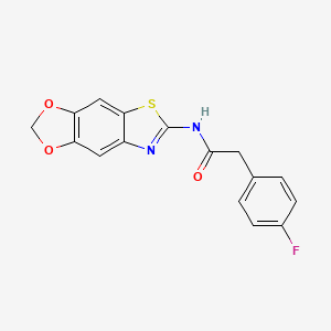 molecular formula C16H11FN2O3S B2915735 N-([1,3]dioxolo[4,5-f][1,3]benzothiazol-6-yl)-2-(4-fluorophenyl)acetamide CAS No. 900000-82-0