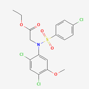 molecular formula C17H16Cl3NO5S B2915753 ethyl 2-[N-(2,4-dichloro-5-methoxyphenyl)4-chlorobenzenesulfonamido]acetate CAS No. 338961-33-4