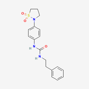 molecular formula C18H21N3O3S B2915773 1-(4-(1,1-Dioxidoisothiazolidin-2-yl)phenyl)-3-phenethylurea CAS No. 1203380-92-0