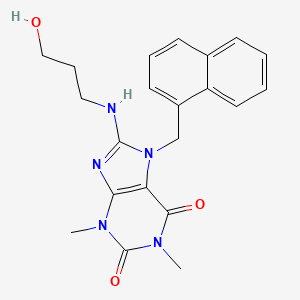 molecular formula C21H23N5O3 B2915775 8-((3-hydroxypropyl)amino)-1,3-dimethyl-7-(naphthalen-1-ylmethyl)-1H-purine-2,6(3H,7H)-dione CAS No. 359910-30-8