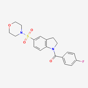 molecular formula C19H19FN2O4S B2915776 4-Fluorophenyl 5-(morpholin-4-ylsulfonyl)indolinyl ketone CAS No. 919246-55-2
