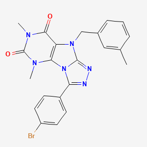 molecular formula C22H19BrN6O2 B2915809 3-(4-bromophenyl)-5,7-dimethyl-9-(3-methylbenzyl)-5H-[1,2,4]triazolo[4,3-e]purine-6,8(7H,9H)-dione CAS No. 921786-68-7