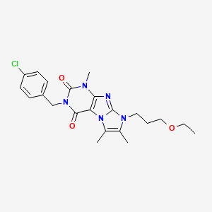 2-[(4-Chlorophenyl)methyl]-6-(3-ethoxypropyl)-4,7,8-trimethylpurino[7,8-a]imidazole-1,3-dione