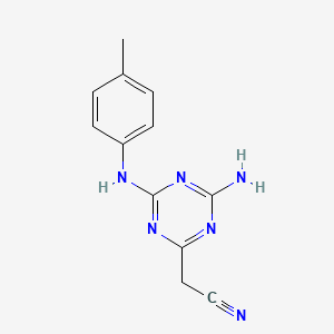 molecular formula C12H12N6 B2915856 {4-氨基-6-[(4-甲基苯基)氨基]-1,3,5-三嗪-2-基}乙腈 CAS No. 91962-28-6
