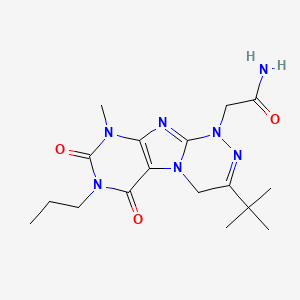 molecular formula C17H25N7O3 B2915889 2-[3-(tert-butyl)-9-methyl-6,8-dioxo-7-propyl-5,7,9-trihydro-4H-1,2,4-triazino [4,3-h]purinyl]acetamide CAS No. 922452-76-4
