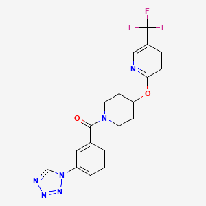 molecular formula C19H17F3N6O2 B2915893 2-({1-[3-(1H-1,2,3,4-tetrazol-1-yl)benzoyl]piperidin-4-yl}oxy)-5-(trifluoromethyl)pyridine CAS No. 1421531-05-6