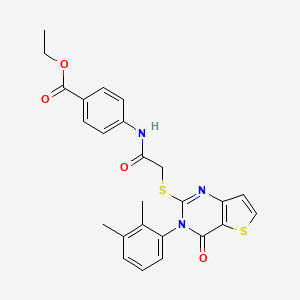 molecular formula C25H23N3O4S2 B2915896 ethyl 4-(2-{[3-(2,3-dimethylphenyl)-4-oxo-3H,4H-thieno[3,2-d]pyrimidin-2-yl]sulfanyl}acetamido)benzoate CAS No. 1291860-47-3