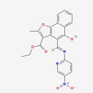 molecular formula C22H17N3O6 B2915912 ethyl (4Z)-2-methyl-4-{[(5-nitropyridin-2-yl)amino]methylidene}-5-oxo-4H,5H-naphtho[1,2-b]furan-3-carboxylate CAS No. 637755-58-9