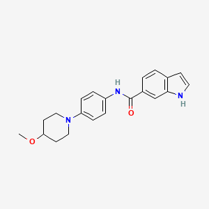 molecular formula C21H23N3O2 B2915938 N-[4-(4-Methoxypiperidin-1-YL)phenyl]-1H-indole-6-carboxamide CAS No. 1797701-19-9