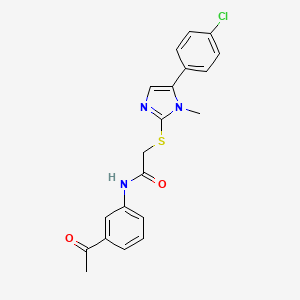 molecular formula C20H18ClN3O2S B2915956 N-(3-acetylphenyl)-2-{[5-(4-chlorophenyl)-1-methyl-1H-imidazol-2-yl]sulfanyl}acetamide CAS No. 932321-39-6