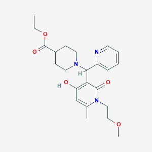 molecular formula C23H31N3O5 B2915965 Ethyl 1-((4-hydroxy-1-(2-methoxyethyl)-6-methyl-2-oxo-1,2-dihydropyridin-3-yl)(pyridin-2-yl)methyl)piperidine-4-carboxylate CAS No. 897735-53-4