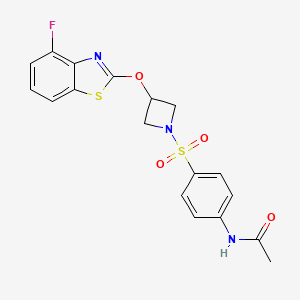 molecular formula C18H16FN3O4S2 B2915968 N-(4-((3-((4-fluorobenzo[d]thiazol-2-yl)oxy)azetidin-1-yl)sulfonyl)phenyl)acetamide CAS No. 1396857-07-0