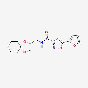 molecular formula C17H20N2O5 B2916008 N-({1,4-dioxaspiro[4.5]decan-2-yl}methyl)-5-(furan-2-yl)-1,2-oxazole-3-carboxamide CAS No. 1257552-38-7