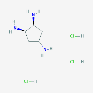 molecular formula C5H16Cl3N3 B2916015 (1R,2S,4R)-cyclopentane-1,2,4-triamine trihydrochloride CAS No. 1402946-79-5