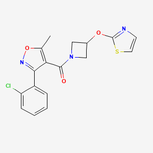 B2916067 (3-(2-Chlorophenyl)-5-methylisoxazol-4-yl)(3-(thiazol-2-yloxy)azetidin-1-yl)methanone CAS No. 1797875-13-8
