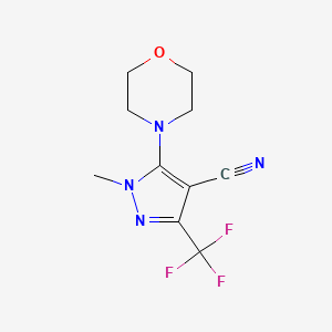 molecular formula C10H11F3N4O B2916094 1-methyl-5-morpholino-3-(trifluoromethyl)-1H-pyrazole-4-carbonitrile CAS No. 318517-82-7