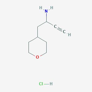 molecular formula C9H16ClNO B2916101 1-(Oxan-4-yl)but-3-yn-2-amine;hydrochloride CAS No. 2247103-24-6