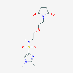 molecular formula C13H20N4O5S B2916107 N-{2-[2-(2,5-dioxopyrrolidin-1-yl)ethoxy]ethyl}-1,2-dimethyl-1H-imidazole-4-sulfonamide CAS No. 2320536-75-0