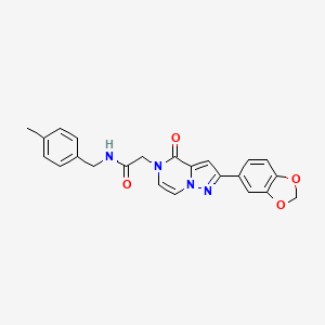 molecular formula C23H20N4O4 B2916111 2-[2-(1,3-benzodioxol-5-yl)-4-oxopyrazolo[1,5-a]pyrazin-5(4H)-yl]-N-(4-methylbenzyl)acetamide CAS No. 1189429-73-9