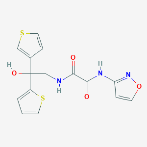 molecular formula C15H13N3O4S2 B2916135 N'-[2-hydroxy-2-(thiophen-2-yl)-2-(thiophen-3-yl)ethyl]-N-(1,2-oxazol-3-yl)ethanediamide CAS No. 2034237-96-0