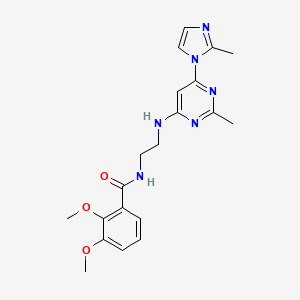 molecular formula C20H24N6O3 B2916139 2,3-dimethoxy-N-(2-((2-methyl-6-(2-methyl-1H-imidazol-1-yl)pyrimidin-4-yl)amino)ethyl)benzamide CAS No. 1171469-57-0