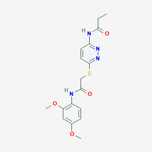 molecular formula C17H20N4O4S B2916149 N-(6-((2-((2,4-dimethoxyphenyl)amino)-2-oxoethyl)thio)pyridazin-3-yl)propionamide CAS No. 1021025-95-5