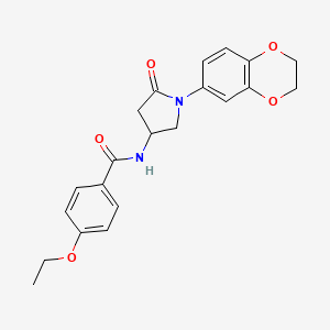 molecular formula C21H22N2O5 B2916179 N-[1-(2,3-dihydro-1,4-benzodioxin-6-yl)-5-oxopyrrolidin-3-yl]-4-ethoxybenzamide CAS No. 898454-18-7