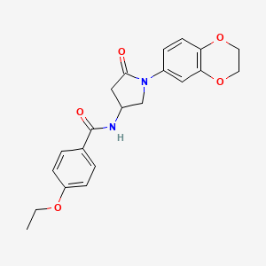 molecular formula C21H22N2O5 B2916179 N-(1-(2,3-dihydrobenzo[b][1,4]dioxin-6-yl)-5-oxopyrrolidin-3-yl)-4-ethoxybenzamide CAS No. 898454-18-7