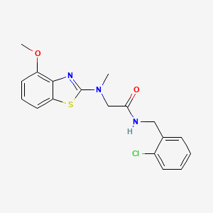 molecular formula C18H18ClN3O2S B2916180 N-(2-chlorobenzyl)-2-((4-methoxybenzo[d]thiazol-2-yl)(methyl)amino)acetamide CAS No. 1351660-55-3