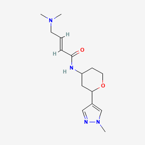 (E)-4-(Dimethylamino)-N-[2-(1-methylpyrazol-4-yl)oxan-4-yl]but-2-enamide
