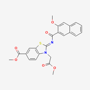 molecular formula C24H20N2O6S B2916197 (Z)-methyl 2-((3-methoxy-2-naphthoyl)imino)-3-(2-methoxy-2-oxoethyl)-2,3-dihydrobenzo[d]thiazole-6-carboxylate CAS No. 865197-56-4