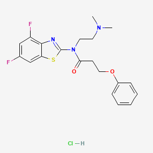 molecular formula C20H22ClF2N3O2S B2916198 N-(4,6-DIFLUORO-1,3-BENZOTHIAZOL-2-YL)-N-[2-(DIMETHYLAMINO)ETHYL]-3-PHENOXYPROPANAMIDE HYDROCHLORIDE CAS No. 1216491-91-6