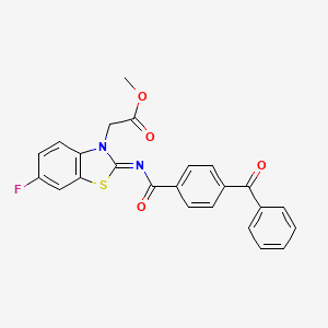 molecular formula C24H17FN2O4S B2916199 Methyl 2-[2-(4-benzoylbenzoyl)imino-6-fluoro-1,3-benzothiazol-3-yl]acetate CAS No. 865198-01-2