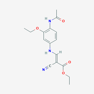molecular formula C16H19N3O4 B2916208 Ethyl 3-((4-acetamido-3-ethoxyphenyl)amino)-2-cyanoacrylate CAS No. 848133-74-4