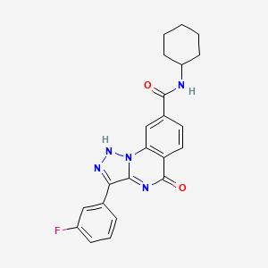 molecular formula C22H20FN5O2 B2916210 N-cyclohexyl-3-(3-fluorophenyl)-5-oxo-4H,5H-[1,2,3]triazolo[1,5-a]quinazoline-8-carboxamide CAS No. 1031665-27-6