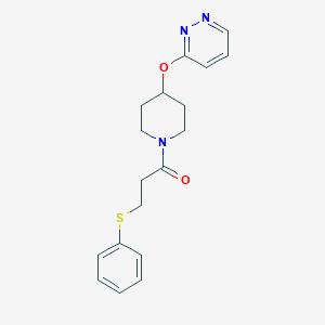 molecular formula C18H21N3O2S B2916223 3-(Phenylthio)-1-(4-(pyridazin-3-yloxy)piperidin-1-yl)propan-1-one CAS No. 1797536-17-4