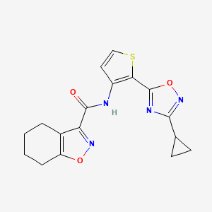 molecular formula C17H16N4O3S B2916257 N-[2-(3-cyclopropyl-1,2,4-oxadiazol-5-yl)thiophen-3-yl]-4,5,6,7-tetrahydro-1,2-benzoxazole-3-carboxamide CAS No. 1795441-95-0