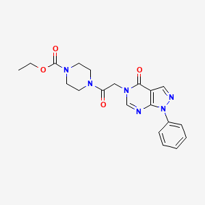 molecular formula C20H22N6O4 B2916258 ethyl 4-(2-{4-oxo-1-phenyl-1H,4H,5H-pyrazolo[3,4-d]pyrimidin-5-yl}acetyl)piperazine-1-carboxylate CAS No. 852440-00-7