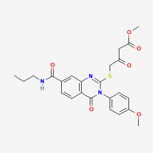 B2916259 Methyl 4-((3-(4-methoxyphenyl)-4-oxo-7-(propylcarbamoyl)-3,4-dihydroquinazolin-2-yl)thio)-3-oxobutanoate CAS No. 932351-35-4
