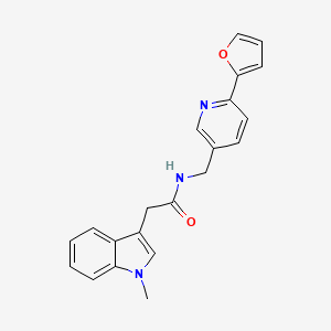 molecular formula C21H19N3O2 B2916263 N-((6-(furan-2-yl)pyridin-3-yl)methyl)-2-(1-methyl-1H-indol-3-yl)acetamide CAS No. 2034306-70-0
